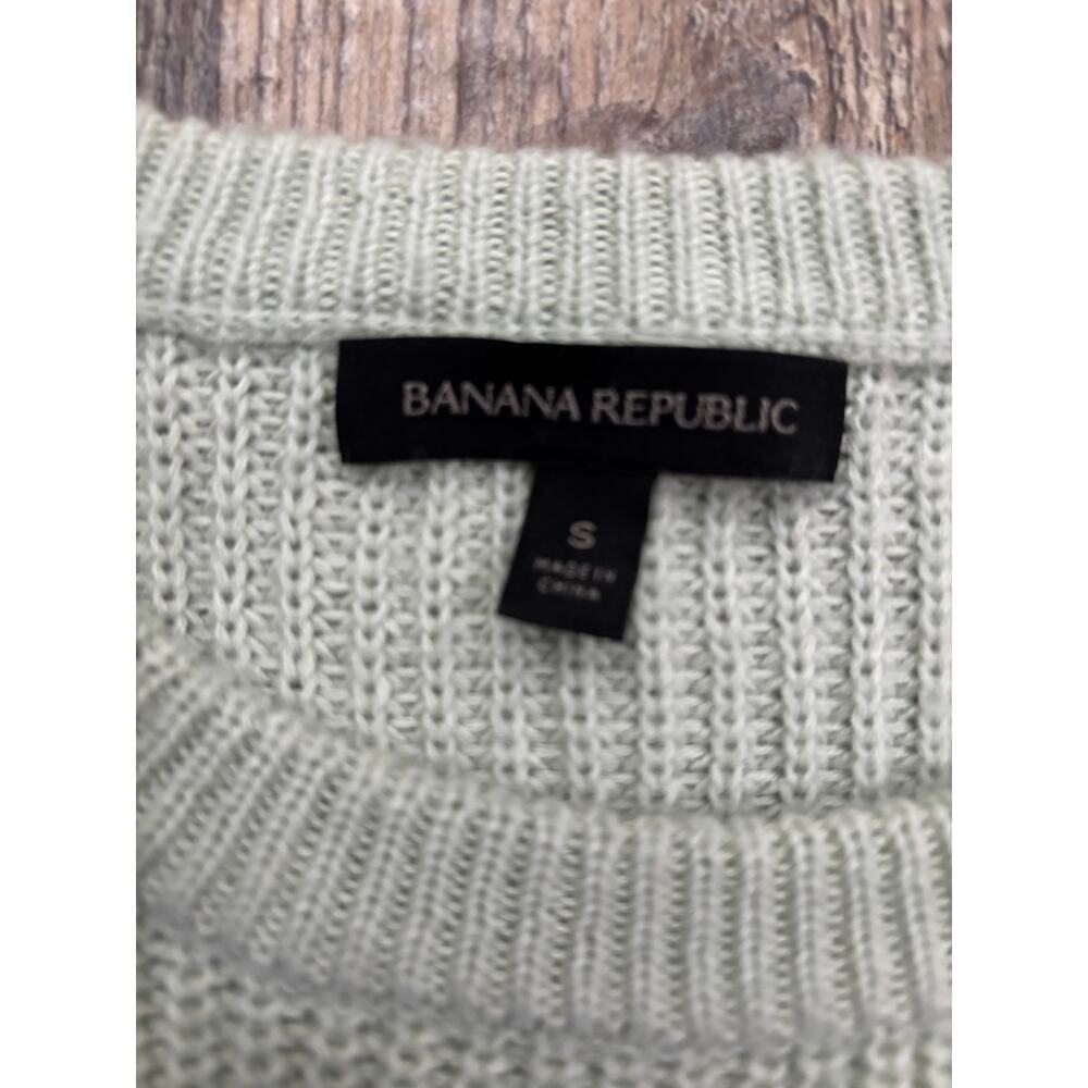 Banana Republic Womens Shaker Knit Sweater Mint Green‎ Crossover Hem Small - Picture 2 of 5